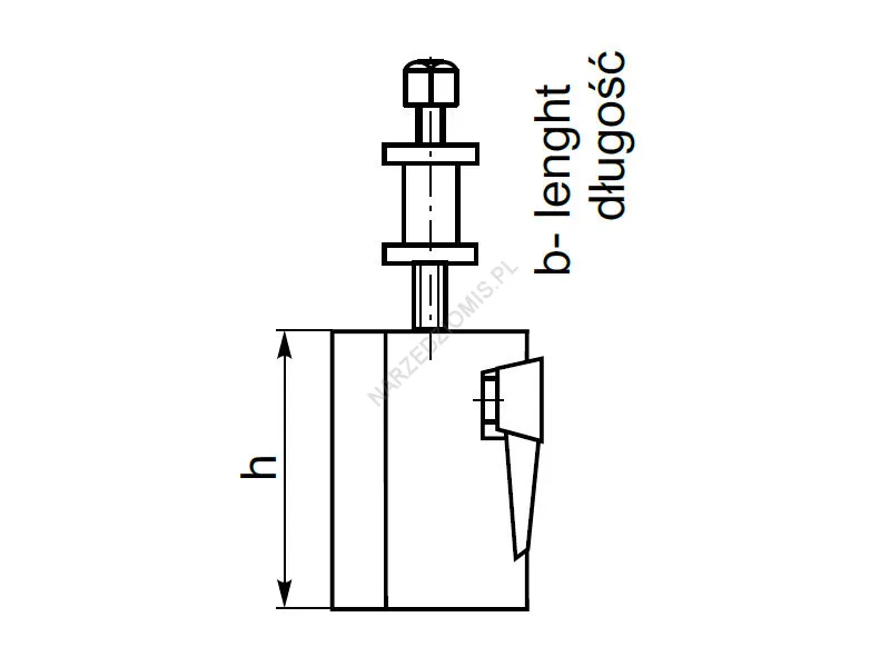 Rysunek techniczny: Oprawka specjalna (przecinaka) do imaka tokarskiego szybkowymiennego: T.4496 124x70 KOLNO